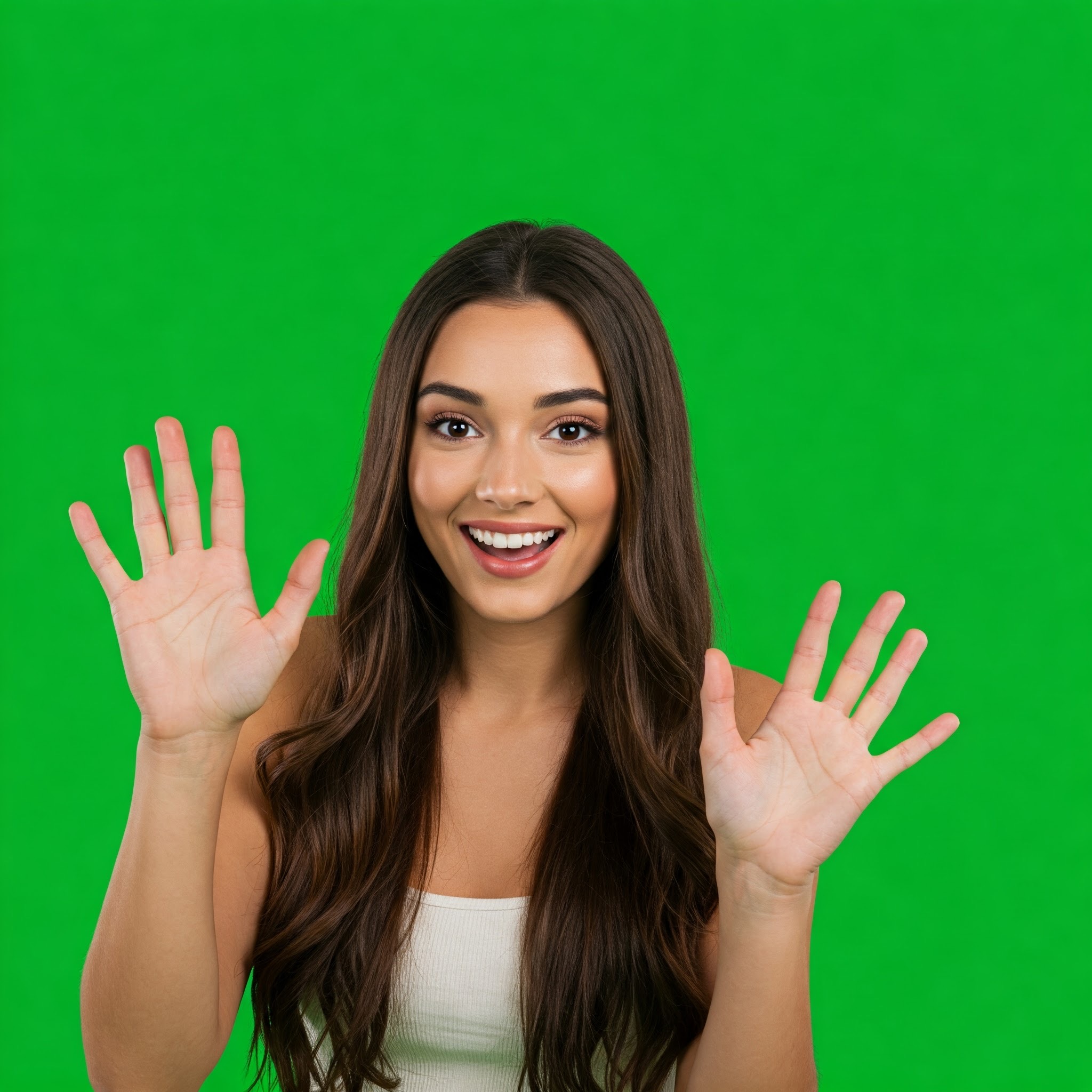 photo of Cheerful Woman Waving with Both Hands